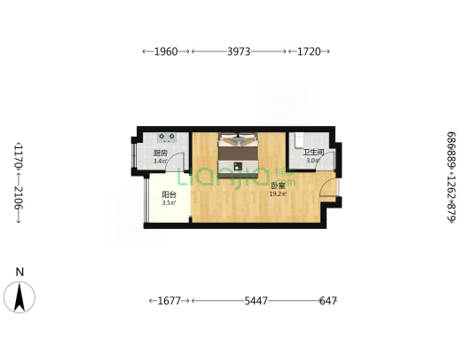 九龙天瑞广场 1室0厅1卫 40平方