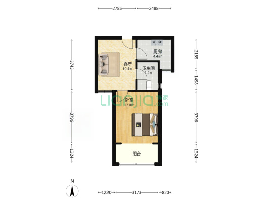 临芳苑三区 1室1厅1卫 50平方