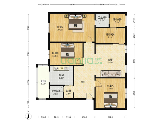里仁街110号 3室1厅2卫 121平方