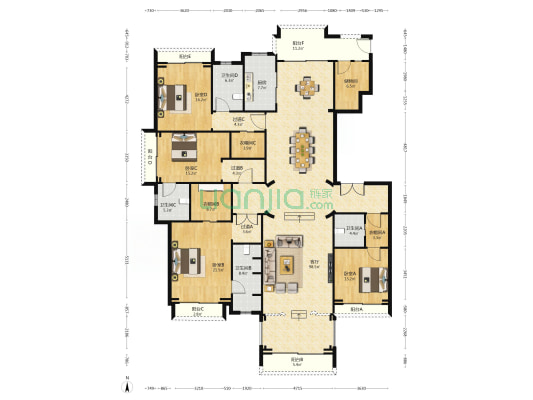 广州星河湾盛荟园 4室1厅4卫 305平方