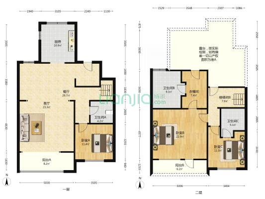 鸿坤理想湾南区 4室2厅 南 北-户型图