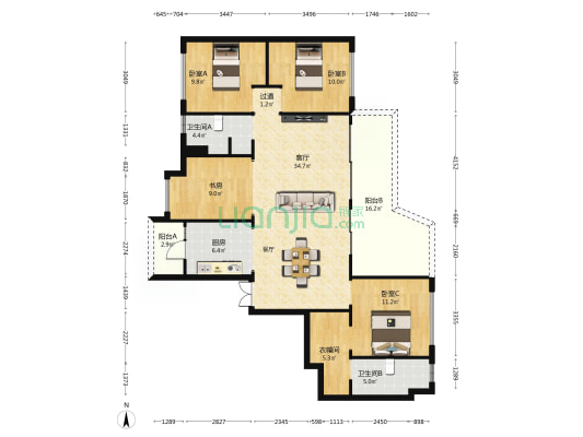 钟家湾TOD半岛澜湾 4室1厅2卫 147平方