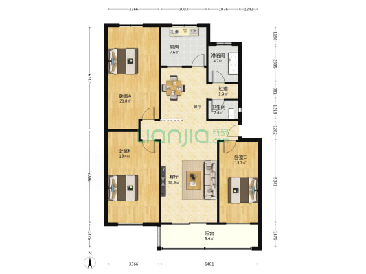 馥馨花园 3室1厅2卫 145平方