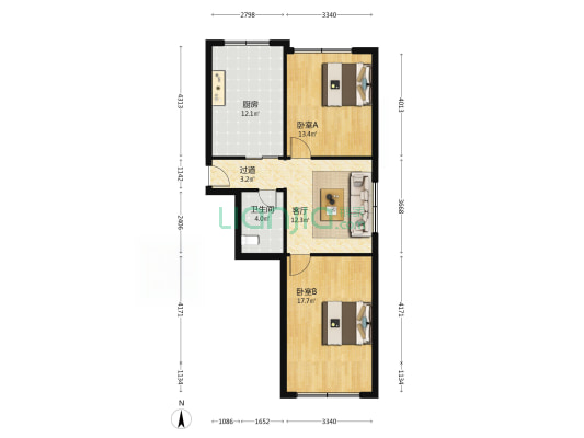 杨戈庄小区 2室1厅1卫 76平方