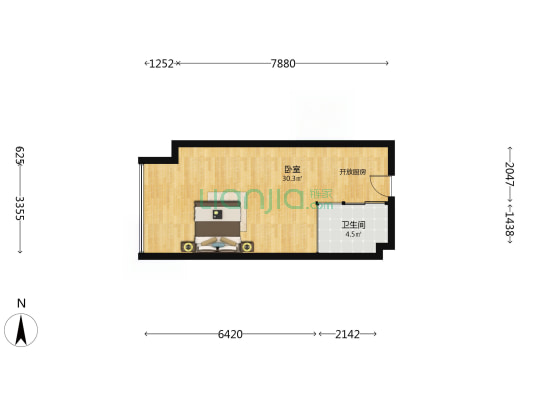 和雅嘉御 1室0厅1卫 58平方
