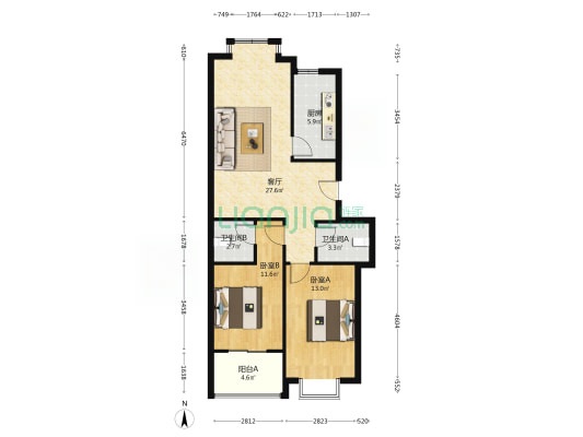 全屋家具家电全部留下  包含地下室    契税票满五唯一-户型图