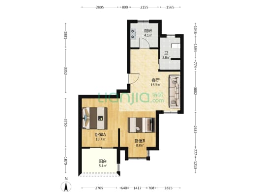 庆丰府 2室1厅1卫 81平方