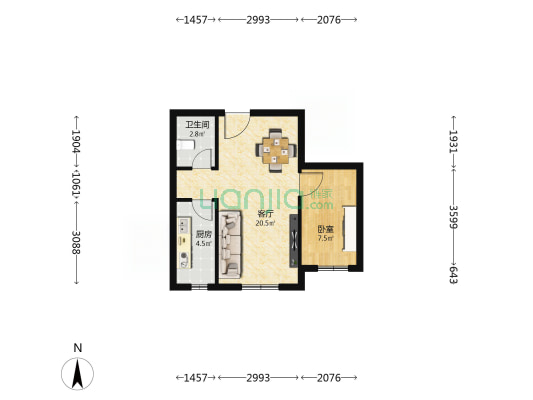 汪家馨城二期（东区） 1室1厅1卫 52平方