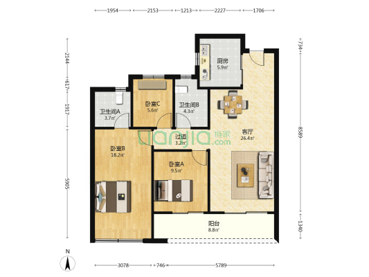 春樾星宸 3室1厅2卫 113平方