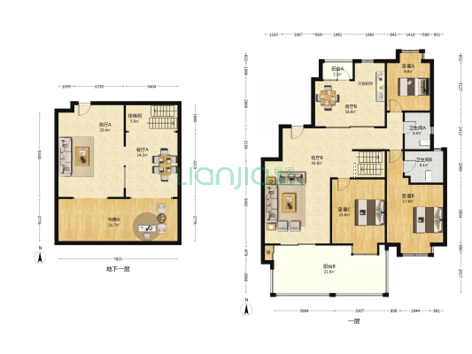 建发紫庐 4室4厅2卫 199平方