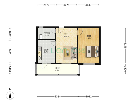 栊翠里 1室1厅1卫 65平方