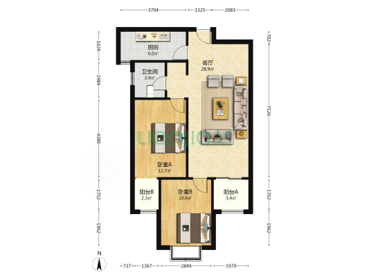 范阳路 电梯房 名流一品 交通便利-户型图