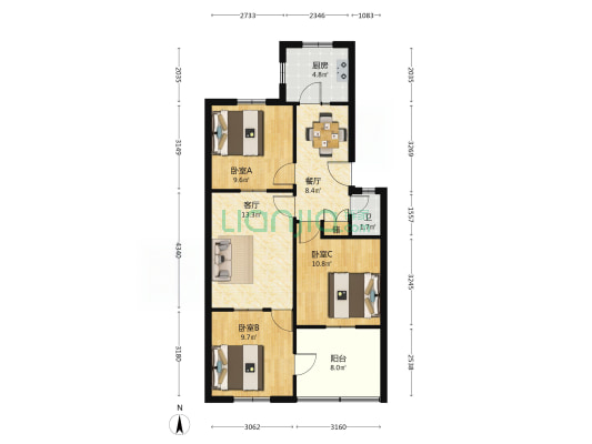 城东路111号 3室2厅1卫 77平方