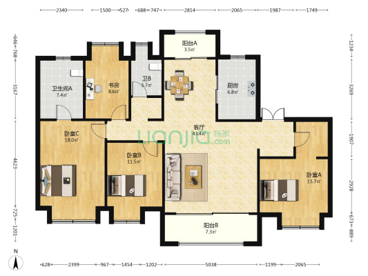 长江存储国际社区 4室1厅2卫 158平方