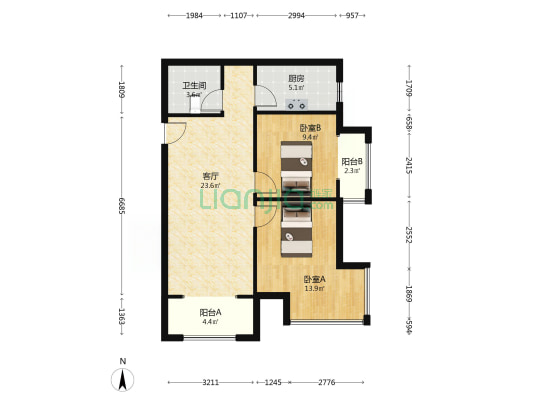 狮子城东南两句满二看房需提前约-户型图