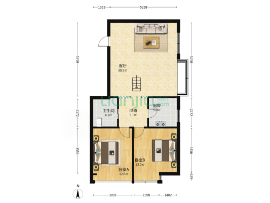 遂洲大厦 2室1厅1卫 89平方