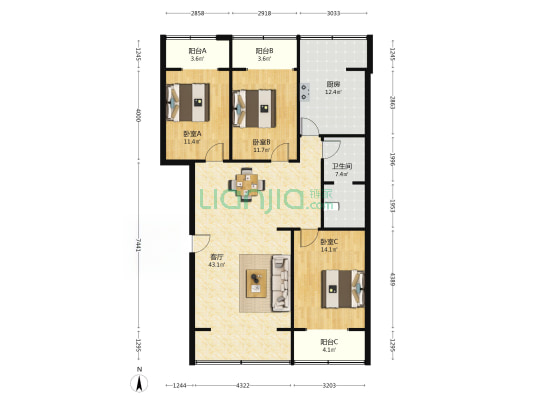 机械研究所家属院 3室1厅1卫 133平方