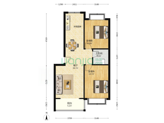 秀水花园 2室1厅1卫 88平方