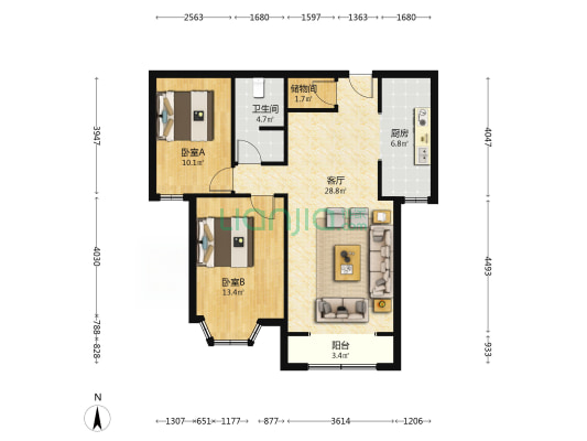 钻石广场住宅  精装空房 诚意出售  价格可谈-户型图