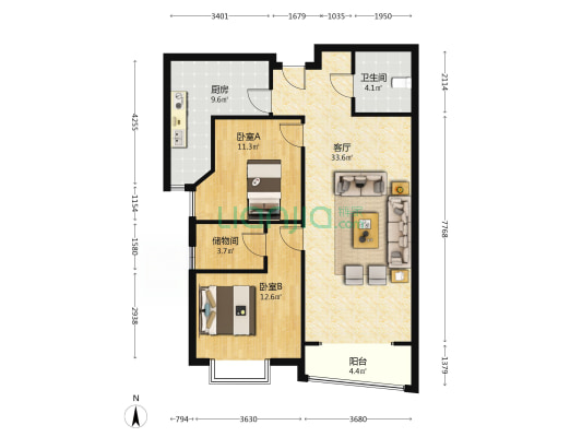 楼层好 视野开阔 配套完善 交通便利 有车位-户型图