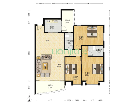 夏日港湾 3室1厅2卫 143平方