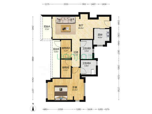中建凤榕台 1室1厅2卫 79平方