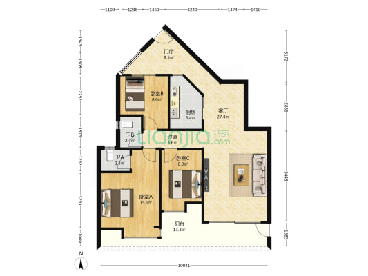互恒尚苑 3室1厅2卫 101平方