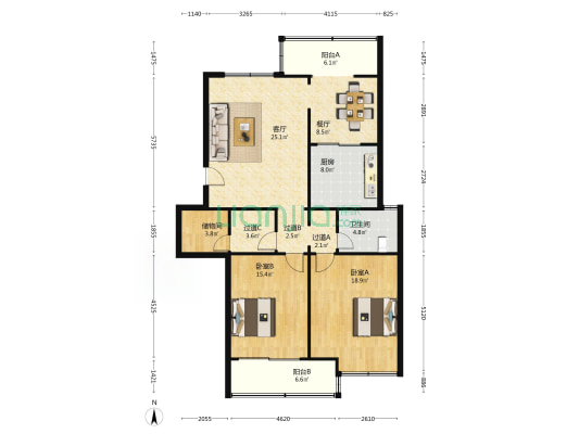 阳光北苑 2室2厅1卫 122平方