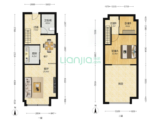 慢城金街 2室1厅1卫 62平方