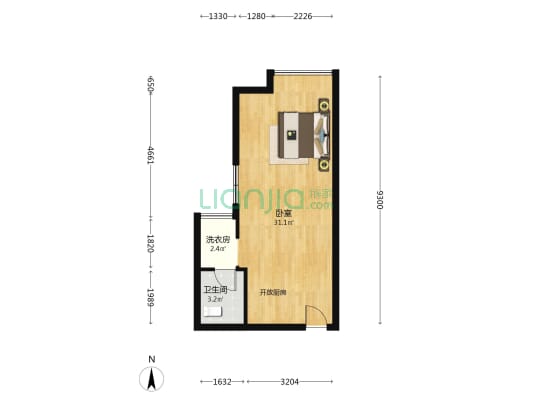 宁邦公馆 1室0厅1卫 50平方