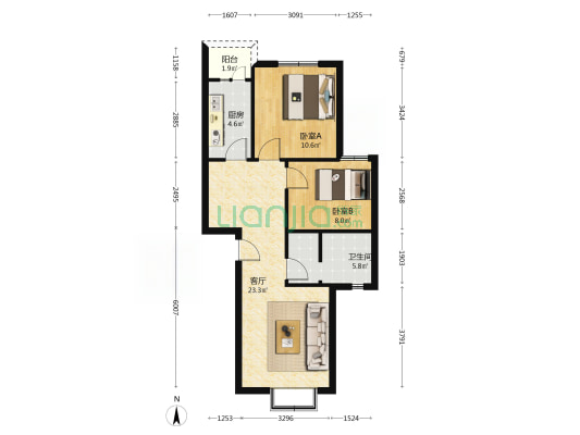 跃进苑 2室1厅1卫 71平方