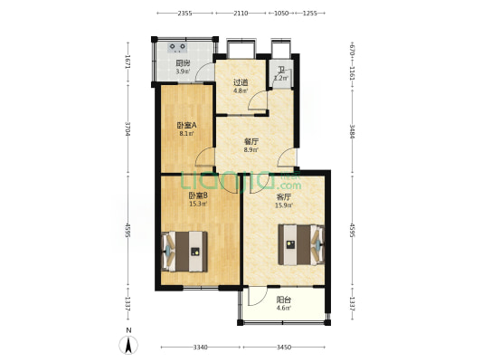 济南石化二厂第三宿舍 2室2厅1卫 73平方