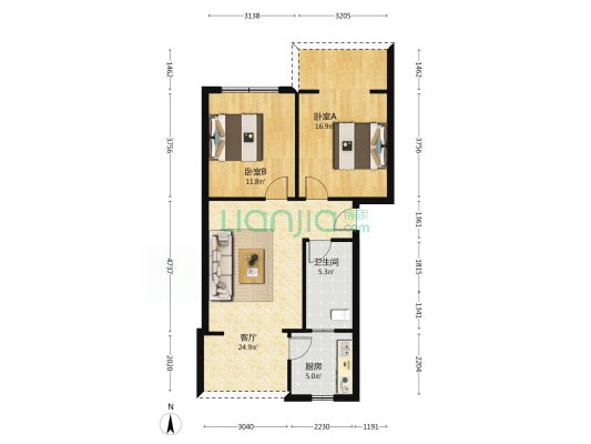 棠中路二段153号 2室1厅1卫 78平方
