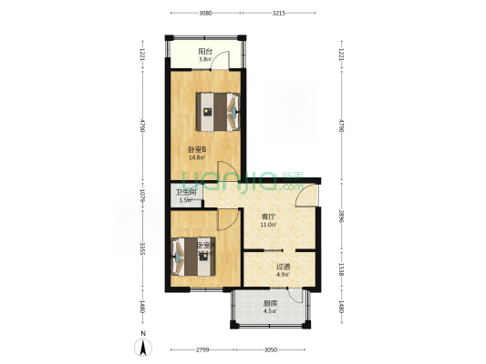 防疫站宿舍 2室1厅1卫 60平方