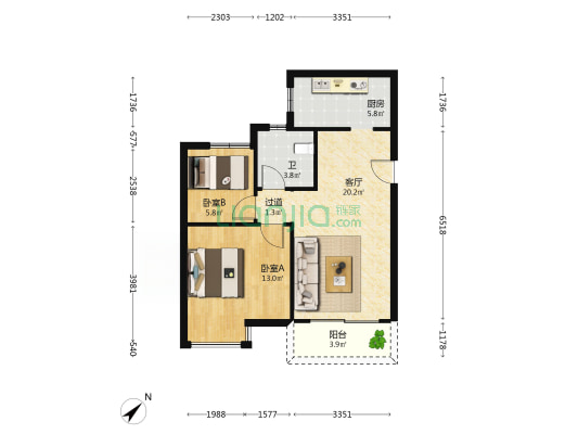 新屋佳苑 2室1厅1卫 64平方