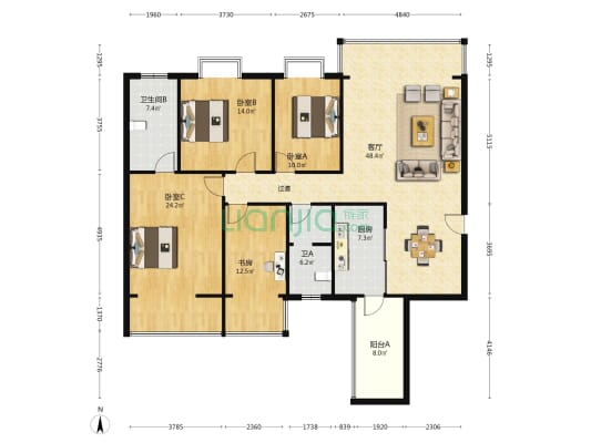 路桥大厦 4室1厅2卫 169平方
