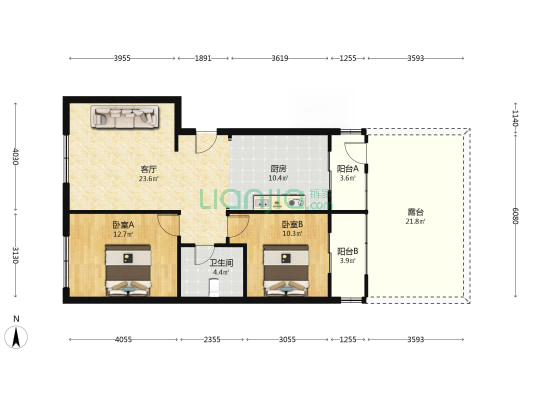 房子中低楼层，采光好，物业费低-户型图