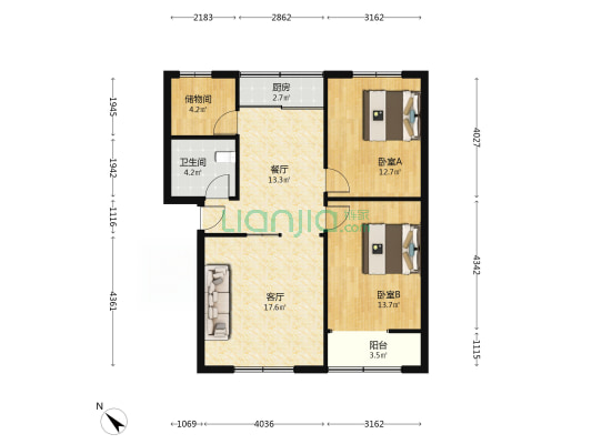 新南街318号 2室2厅1卫 84平方