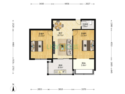 省政协 2室1厅1卫 79平方