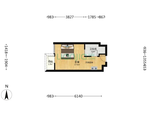 会展湾水岸 1室0厅1卫 34平方