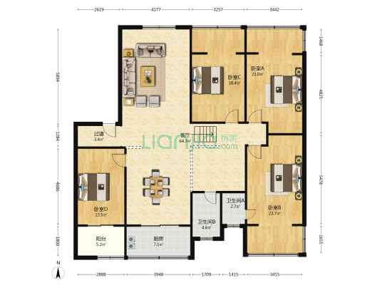 天府南路22号 4室1厅2卫 178平方