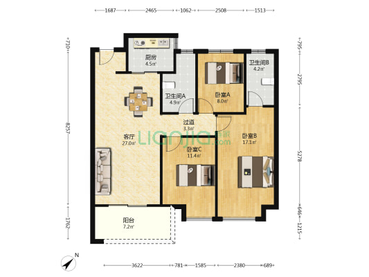五矿澜悦云玺 3室1厅2卫 106平方