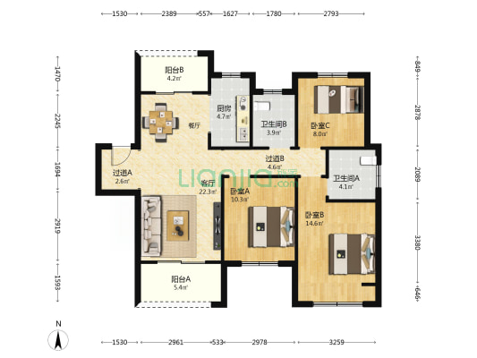 国控云庭 3室1厅2卫 118平方