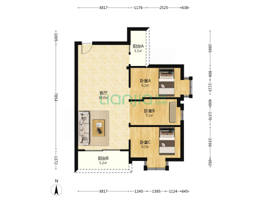 景泰蓝湾 3室1厅0卫 86平方