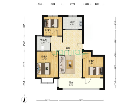 隆和大溪谷八期 3室1厅1卫 89平方