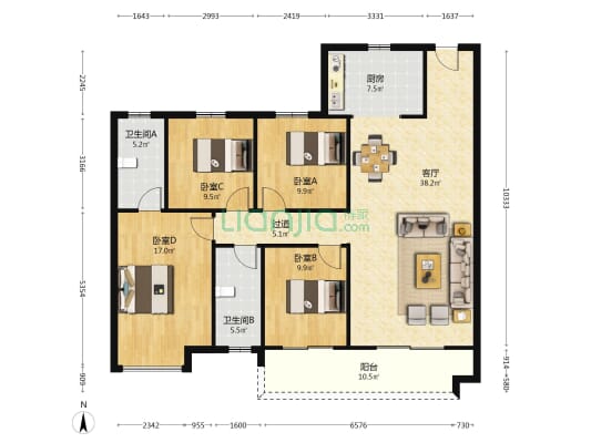 城发恒伟·西宸之光 4室1厅2卫 138平方