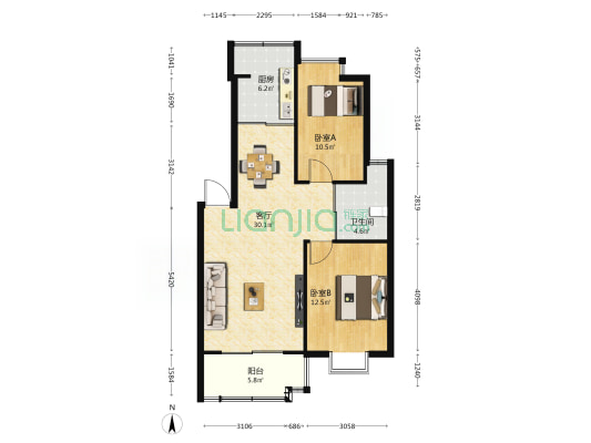 象山雅苑 2室1厅1卫 82平方