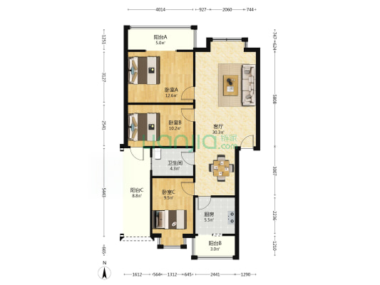 金雅苑 3室1厅1卫 92平方