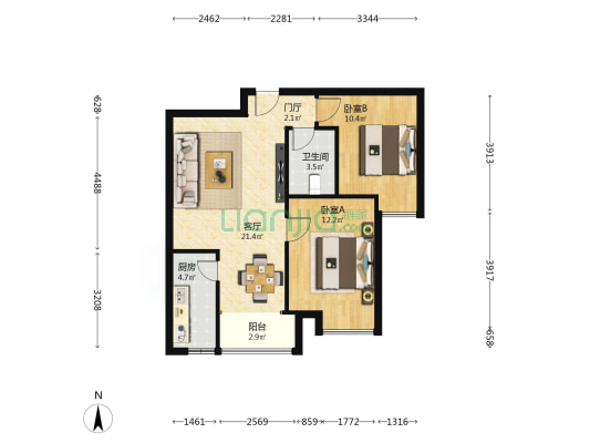 曲江国风世家C区 2室1厅1卫 79平方