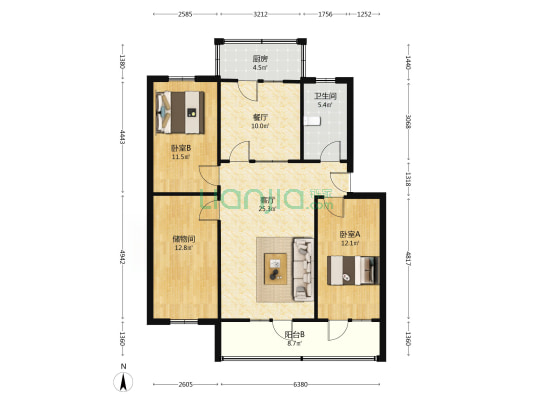 此房板楼，公摊小，低楼层上下楼方便，集中供暖-户型图